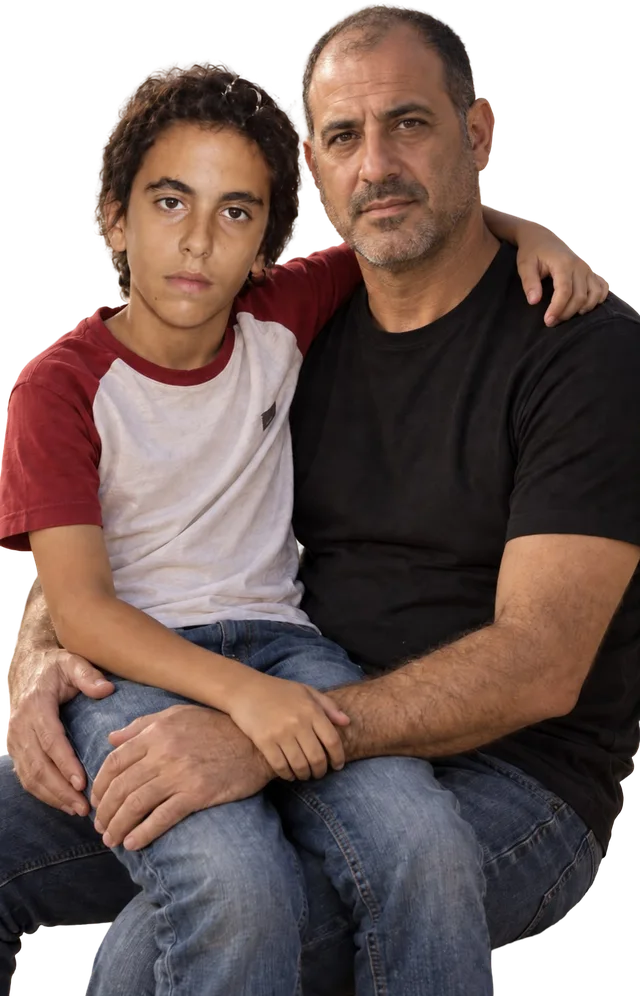 דוד רחמים והילד, יושבים יחד בבאר שבע